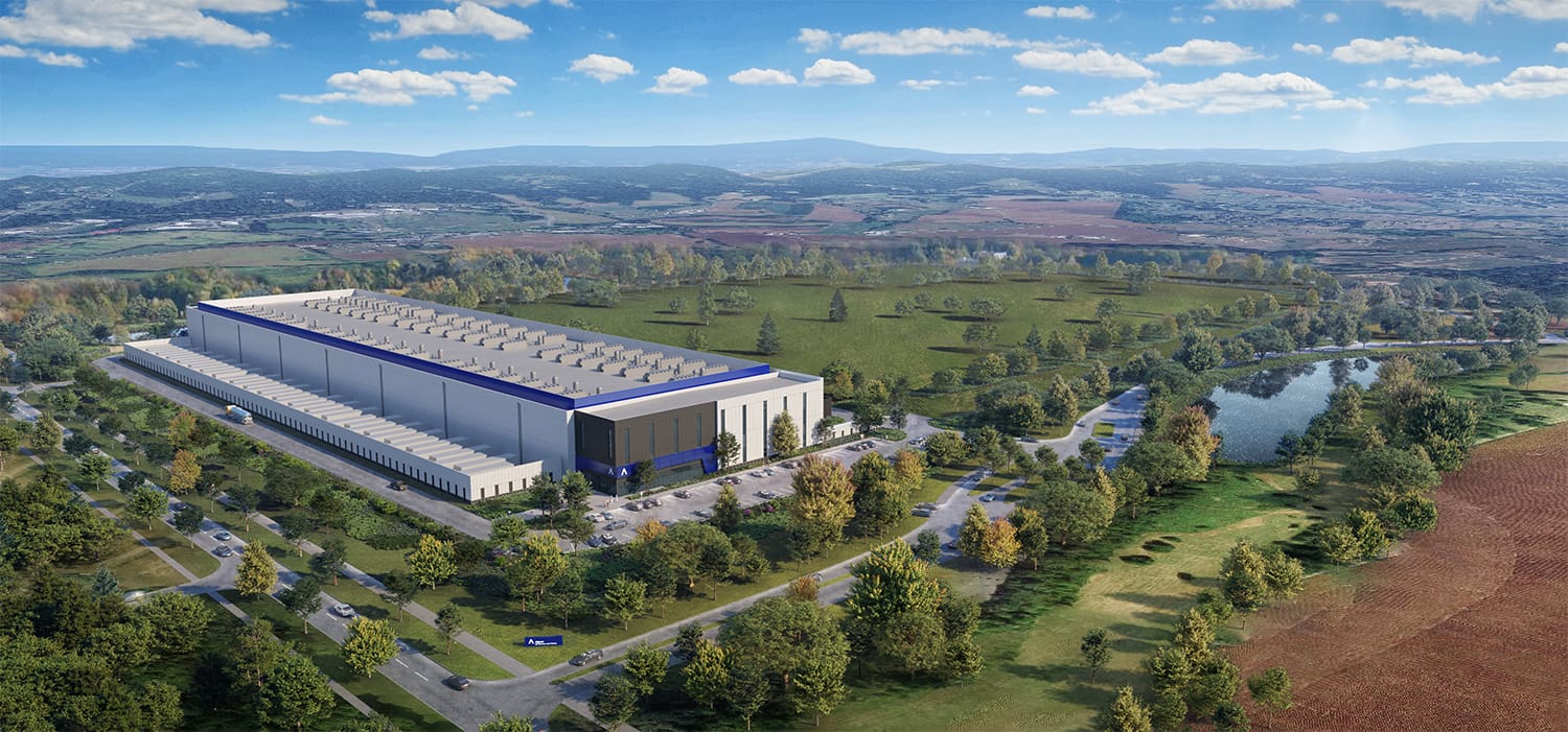 Aerial render of Aligned Data Center Campus