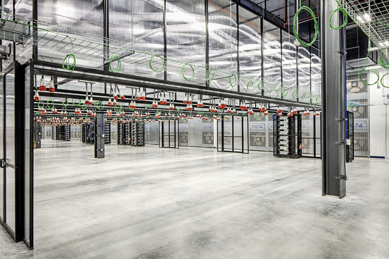 Inside aligned data center data hall